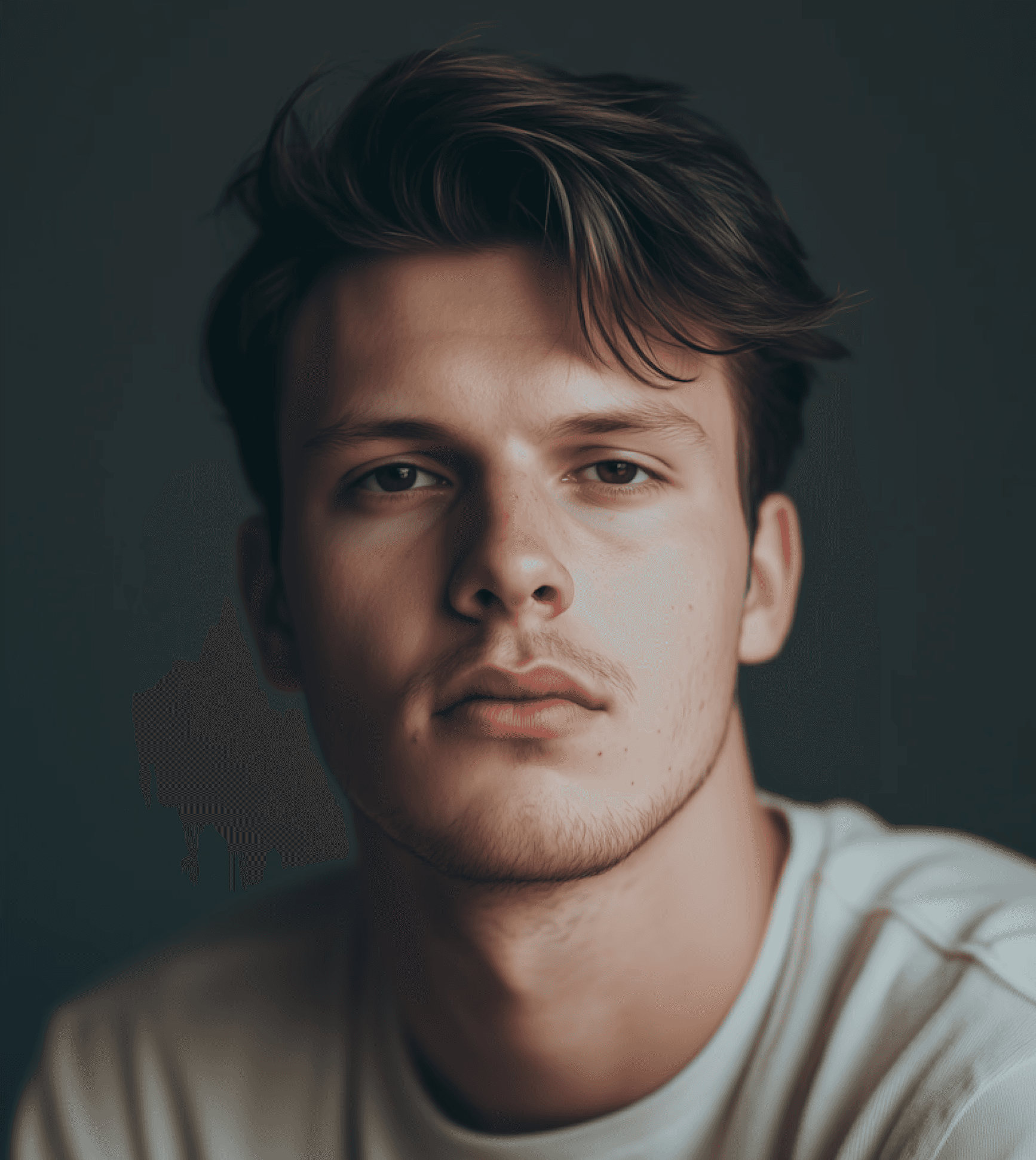 headshot of male in dark background